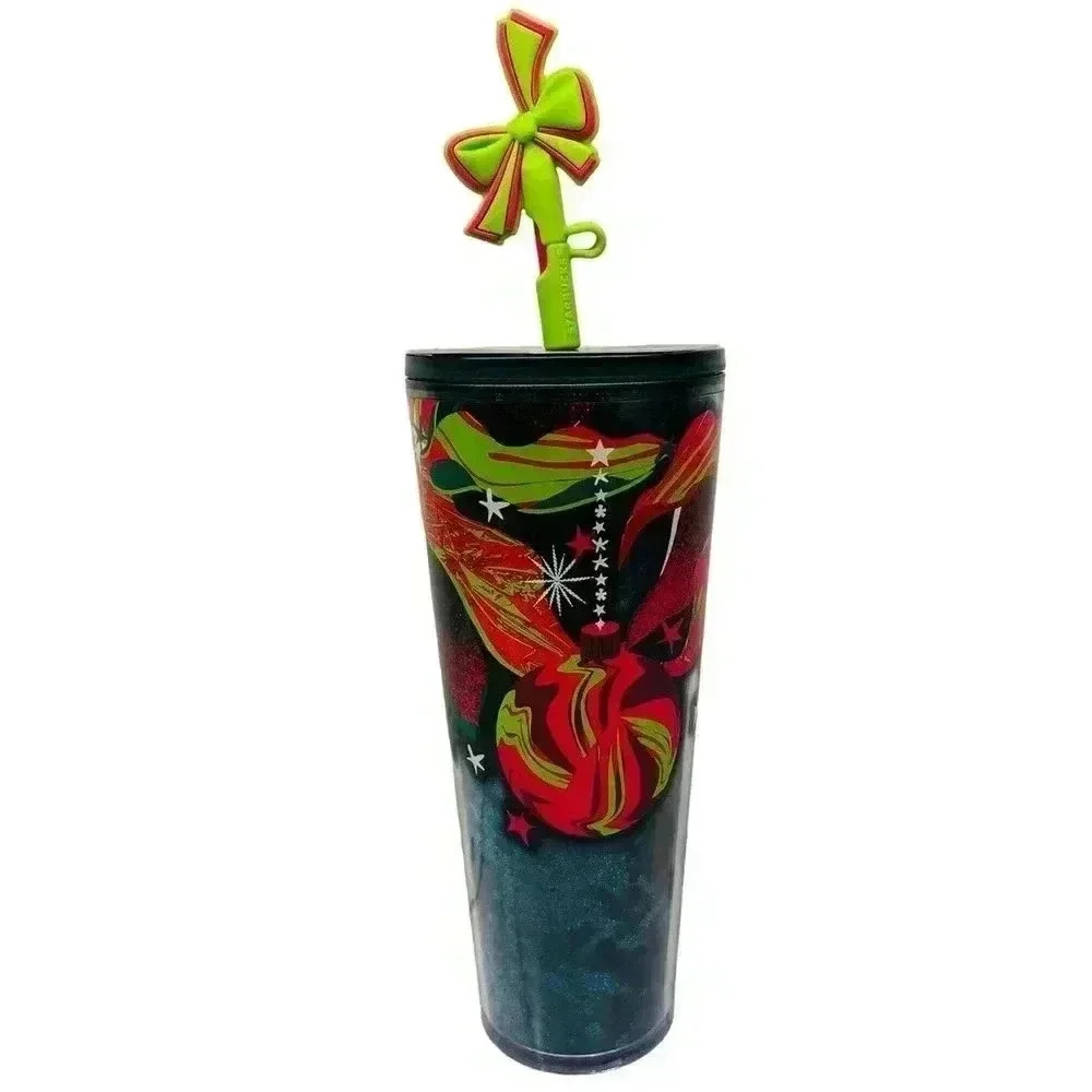 Starbucks Holiday 2023 Venti 24 oz insulate Cup Tumbler Green Ornaments & Topper